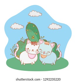 cat outdoors cartoon
