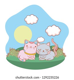cat outdoors cartoon