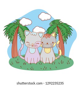 cat outdoors cartoon