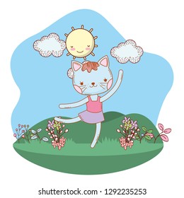 cat outdoors cartoon