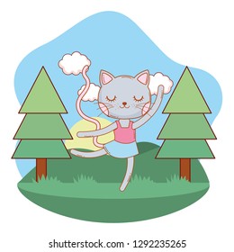 cat outdoors cartoon