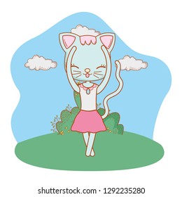 cat outdoors cartoon