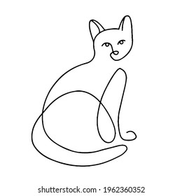 Cat outline art vector sticker