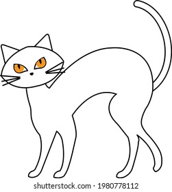 Cat outline cartoon vector art and illustration
