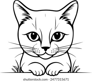 Cat outline for coloring page. Coloring book for print. Vector illustration isolated on white background. Perfect for children’s creativity and adult relaxation