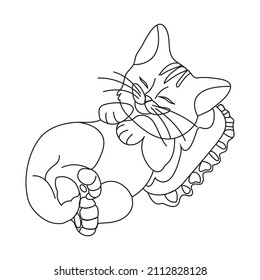 Cat outline coloring page vector image for kids