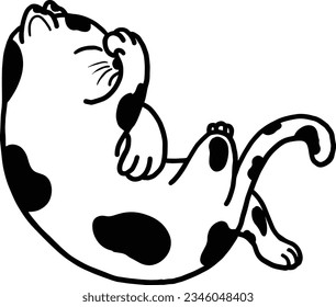 Cat Outline Hand Drawn Sleeping Cartoon