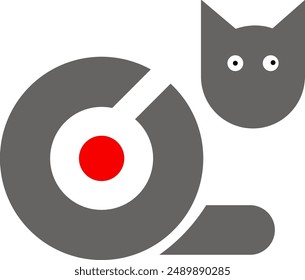 Icono de contorno de gato aislado sobre fondo amarillo. Conjunto de iconos de animales mínimos, lindo gato. Símbolo de gatito en estilo implícito editable para infografías o uso de Web. Diseño plano de silueta de gato.