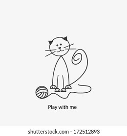 CAT OUTLINE ILLUSTRATION VECTOR