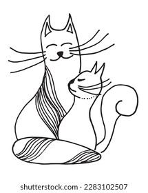 Cat outline illustration vector image. Hand drawn cats sketch image artwork. Simple original logo icon from pen drawing sketch.