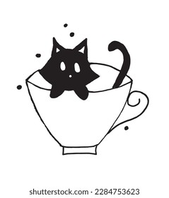 Cat outline illustration vector image. Hand drawn cat sketch image artwork. Simple original logo icon from pen drawing sketch.
