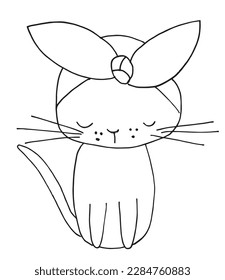 Imagen vectorial de ilustración de contorno de gato. Dibujo a mano de dibujos de imágenes de dibujos de gatos. Icono de logotipo original simple a partir del dibujo de lápiz.