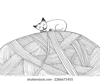 Cat outline illustration vector image. Hand drawn cat sketch image artwork. Simple original logo icon from pen drawing sketch.