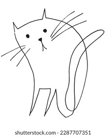 Cat outline illustration vector image. Hand drawn cat sketch image artwork. Simple original logo icon from pen drawing sketch.