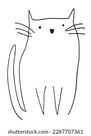 Cat outline illustration vector image. Hand drawn cat sketch image artwork. Simple original logo icon from pen drawing sketch.