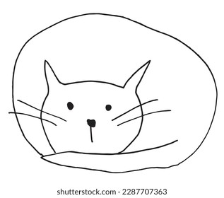 Imagen vectorial de ilustración de contorno de gato. Dibujo a mano de dibujos de imágenes de dibujos de gatos. Icono de logotipo original simple a partir del dibujo de lápiz.