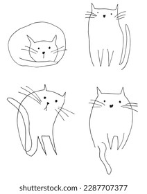 Cat outline illustration vector image. Hand drawn cat sketch image artwork. Simple original logo icon from pen drawing sketch.