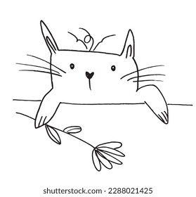 Cat outline illustration vector image. Hand drawn cat sketch image artwork. Simple original logo icon from pen drawing sketch.