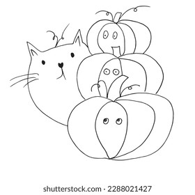 Cat outline illustration vector image. Hand drawn cat sketch image artwork. Simple original logo icon from pen drawing sketch.