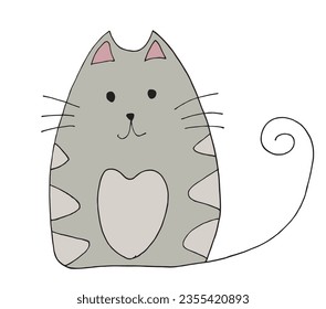 Cat outline illustration vector image. 
Hand drawn cat artwork. 
Simple cute original logo.
Hand drawn vector illustration for posters, cards, t-shirts.