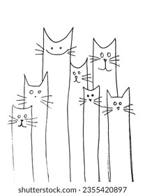 Cat outline illustration vector image. 
Hand drawn cat artwork. 
Simple cute original logo.
Hand drawn vector illustration for posters, cards, t-shirts.