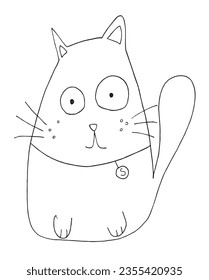 Cat outline illustration vector image. 
Hand drawn cat artwork. 
Simple cute original logo.
Hand drawn vector illustration for posters, cards, t-shirts.