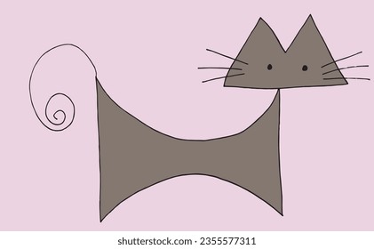 Imagen vectorial de ilustración de contorno de gato. 
Obtención de dibujos a mano de gatos. 
Simple y lindo logo original.
Ilustración vectorial dibujada a mano para afiches, tarjetas, camisetas.