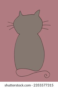 Cat outline illustration vector image. 
Hand drawn cat artwork. 
Simple cute original logo.
Hand drawn vector illustration for posters, cards, t-shirts.