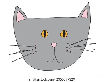 Cat outline illustration vector image. 
Hand drawn cat artwork. 
Simple cute original logo.
Hand drawn vector illustration for posters, cards, t-shirts.