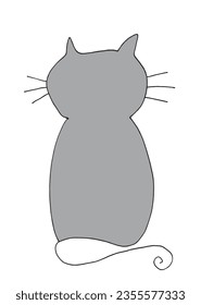 Cat outline illustration vector image. 
Hand drawn cat artwork. 
Simple cute original logo.
Hand drawn vector illustration for posters, cards, t-shirts.