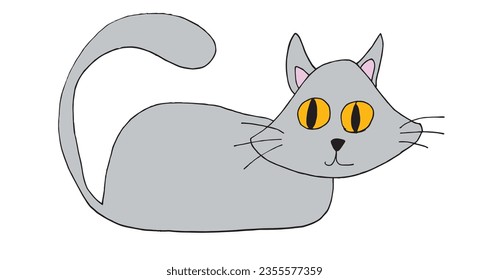 Cat outline illustration vector image. 
Hand drawn cat artwork. 
Simple cute original logo.
Hand drawn vector illustration for posters, cards, t-shirts.