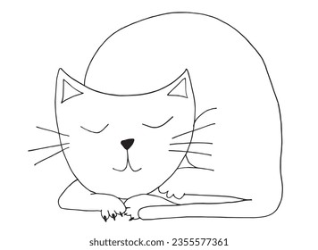 Cat outline illustration vector image. 
Hand drawn cat artwork. 
Simple cute original logo.
Hand drawn vector illustration for posters, cards, t-shirts.