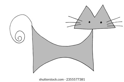 Cat outline illustration vector image. 
Hand drawn cat artwork. 
Simple cute original logo.
Hand drawn vector illustration for posters, cards, t-shirts.