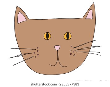 Cat outline illustration vector image. 
Hand drawn cat artwork. 
Simple cute original logo.
Hand drawn vector illustration for posters, cards, t-shirts.