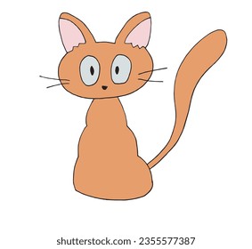 Cat outline illustration vector image. 
Hand drawn cat artwork. 
Simple cute original logo.
Hand drawn vector illustration for posters, cards, t-shirts.
