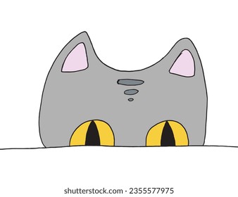 Cat outline illustration vector image. 
Hand drawn cat artwork. 
Simple cute original logo.
Hand drawn vector illustration for posters, cards, t-shirts.