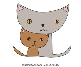 Cat outline illustration vector image. 
Hand drawn cat artwork. 
Simple cute original logo.
Hand drawn vector illustration for posters, cards, t-shirts.