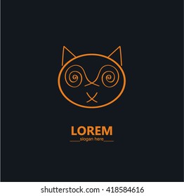 Cat outline logo. Vector design elements, business signs. Cat line art logo. Abstract cat logo. Cat luxury logo. Wild cat logo. Line art cat vector logo. Minimalistic cat logo. Cat geometric logo.