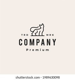 cat outline monoline hipster vintage logo vector icon illustration