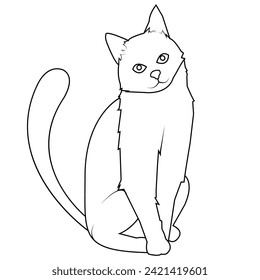 Cat outline on white background 