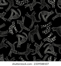 Cat Outline Seamless Vector Pattern