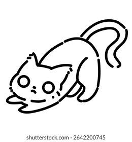 Cat outline simple illustration. Cartoon cat line art outline illustration 