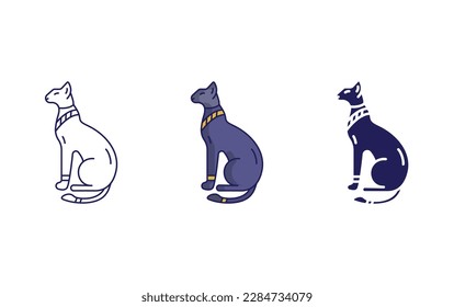 Cat outline and solid vector icon