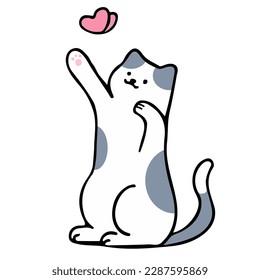 Eine Katze in einem skurrilen Zeichendesign und einem flachen Design minimale Vektorgrafik.