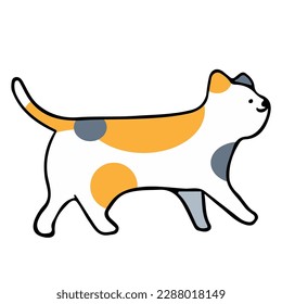 A cat in an outline style character design and a flat design style minimal vector illustration.