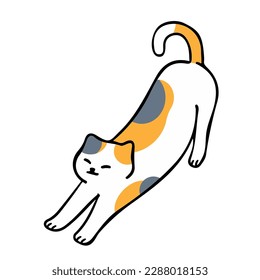 A cat in an outline style character design and a flat design style minimal vector illustration.