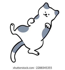 A cat in an outline style character design and a flat design style minimal vector illustration.