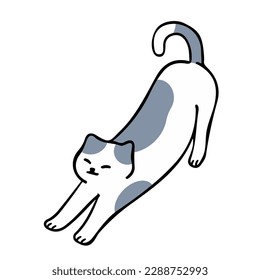 A cat in an outline style character design and a flat design style minimal vector illustration.