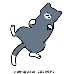 A cat in an outline style character design and a flat design style minimal vector illustration.