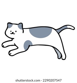 A cat in an outline style character design and a flat design style minimal vector illustration.